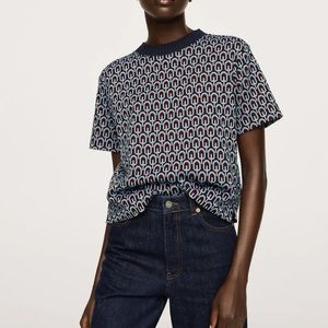 NEW MANGO Printed cotton-blend T-shirt